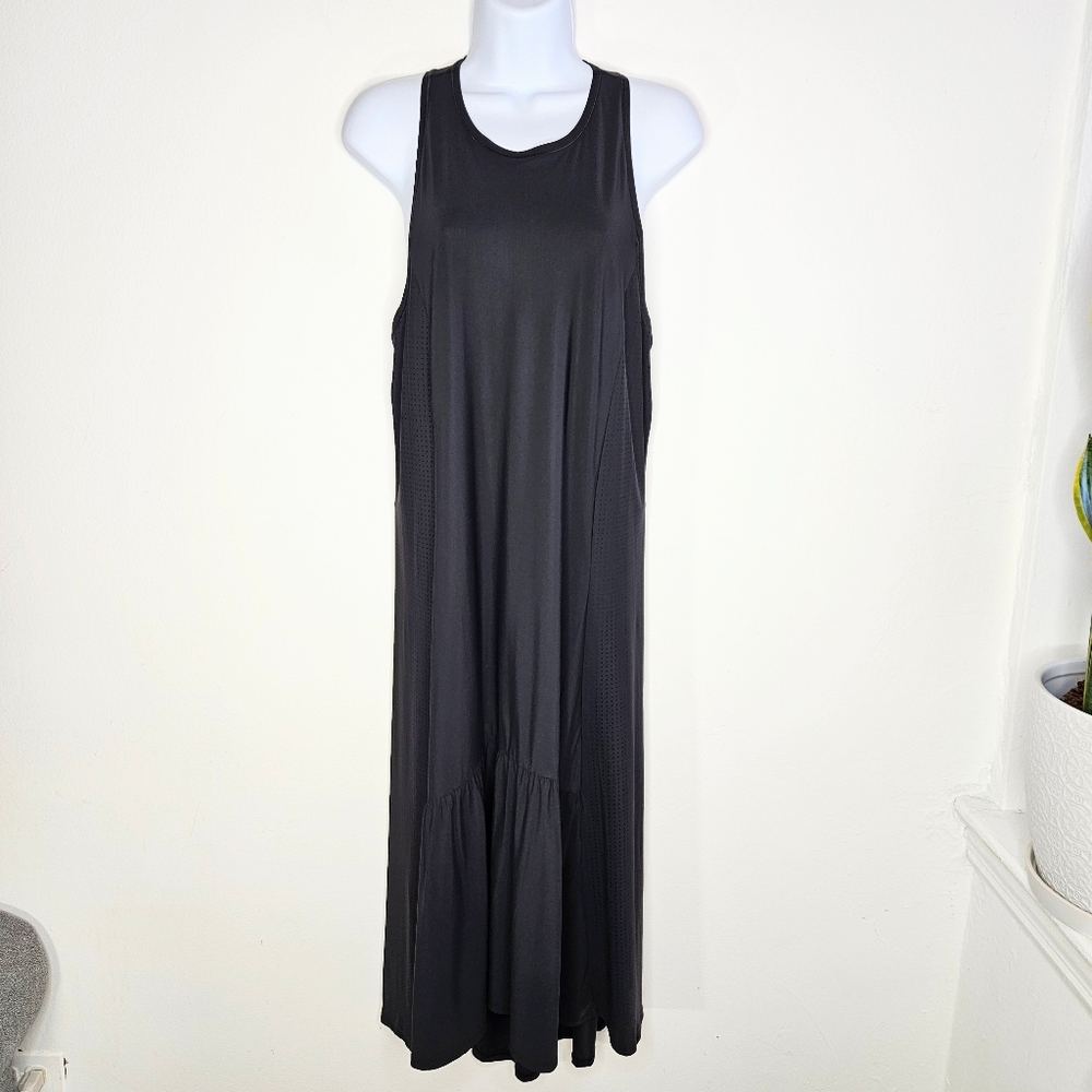 Sweaty Betty Explorer Ace Black Sleeveless High Low Midi Dress Athleisure Sz XS